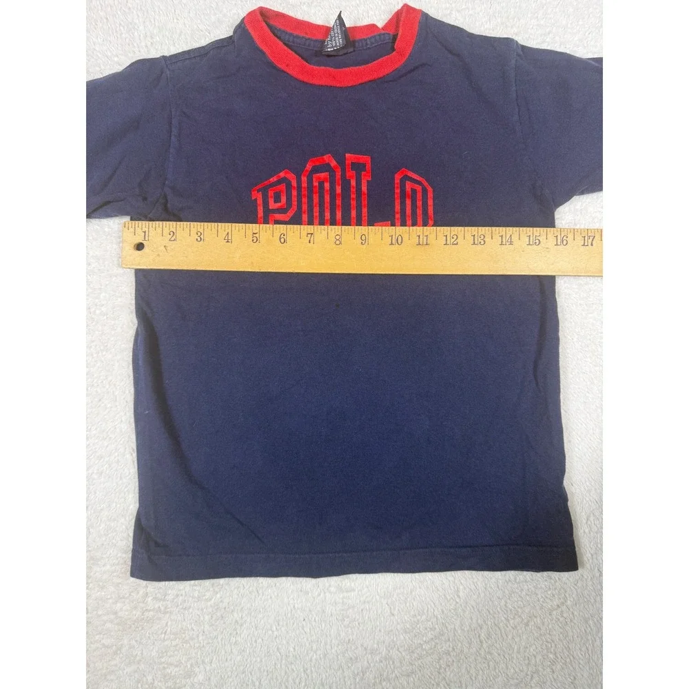 Polo Ralph‎ Lauren T-Shirt Kids Size 7 vintage Y2K Ringer Graphic Tee Sporty